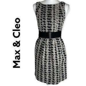 Max & Cleo Belted Pleated Office To Date Night Dress NWOT